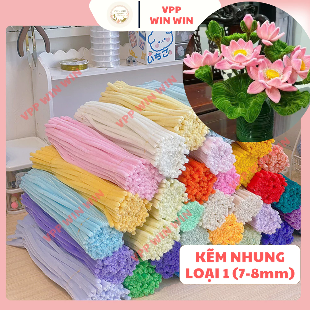 Kẽm Nhung Làm Hoa, Kẽm Nhung 8mm Lông Dầy, Kẽm Nhung Nhiều Màu Sắc Đa Dạng