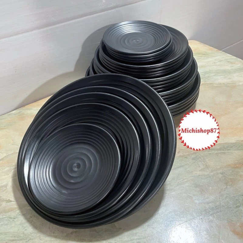Đĩa Tròn Gân Nhám Loại Dày, Bộ Bát Đĩa Nhựa Phíp Melamine Nhiều Size 15,18,20,23,25,28,30cm Việt Nhật