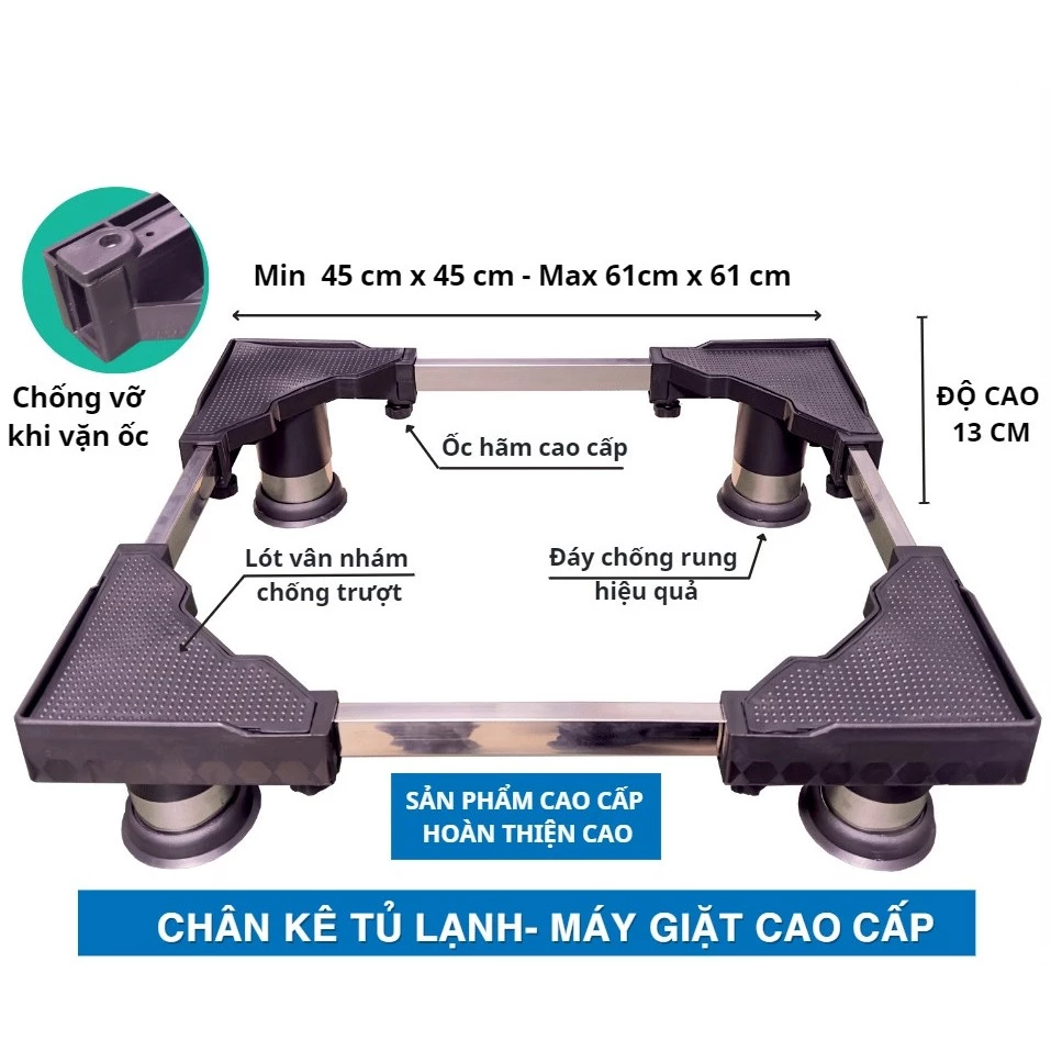 Chân Máy Giặt Tủ Lạnh Và Máy Lọc Nước Đa Năng Chống Rung, Điều Chỉnh Được Kích Thước Cho Máy Cửa Ngang Và Cửa Đứng