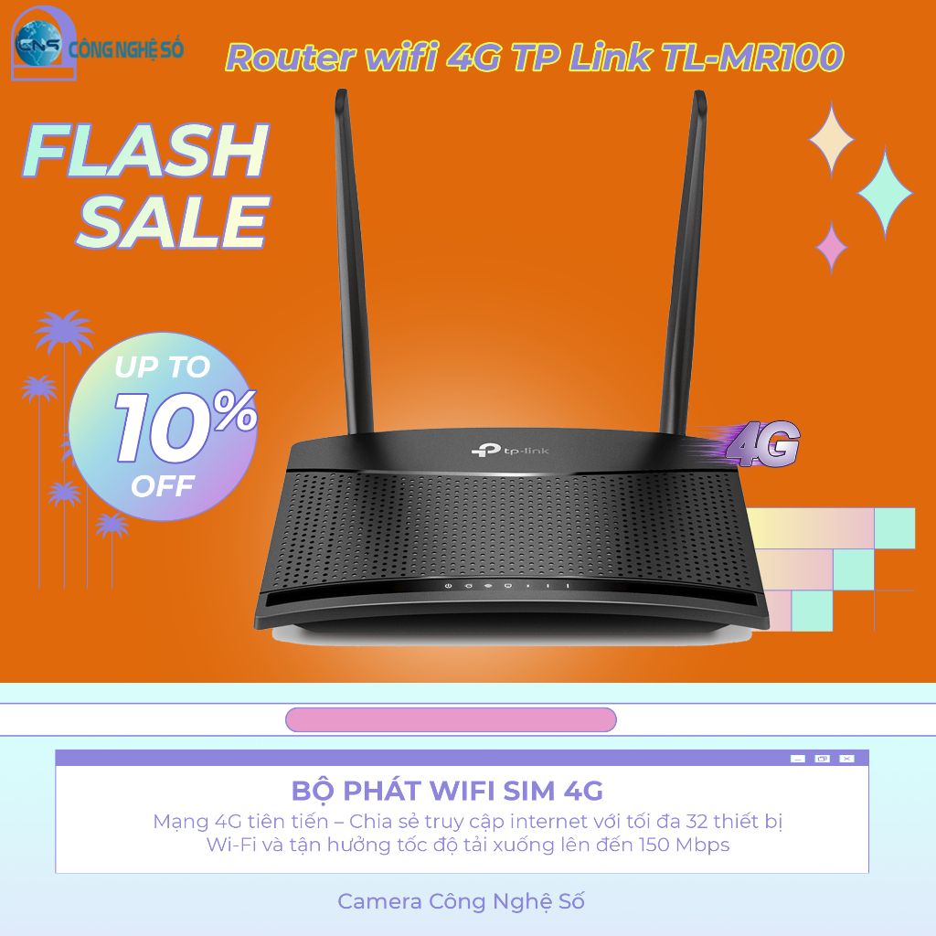 Bộ phát Wifi SIM 4G TL-MR100 - TP LINK Chính Hãng - Bảo Hành 24 Tháng - Lỗi…
