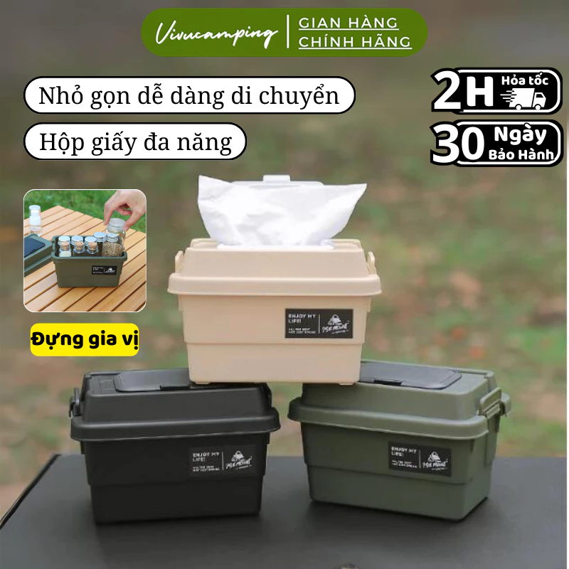 Hộp đựng đa năng đi cắm trại du lịch tiện dụng, hộp đựng giấy ăn, hộp đựng lọ gia vị, đựng dụng cụ