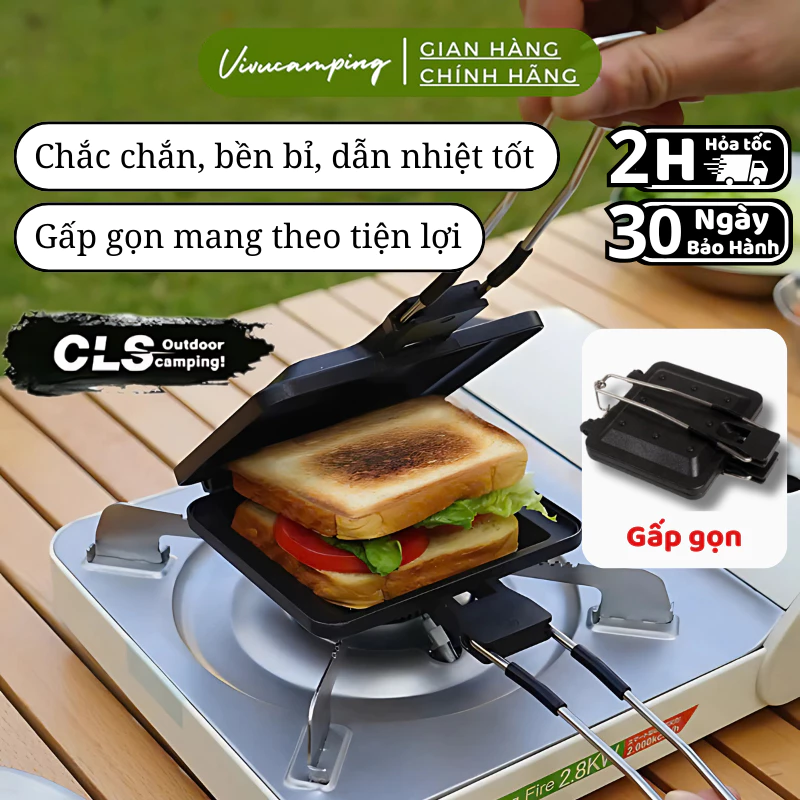 Chảo gập đôi chống dính chuyên cắm trại dã ngoại gấp gọn