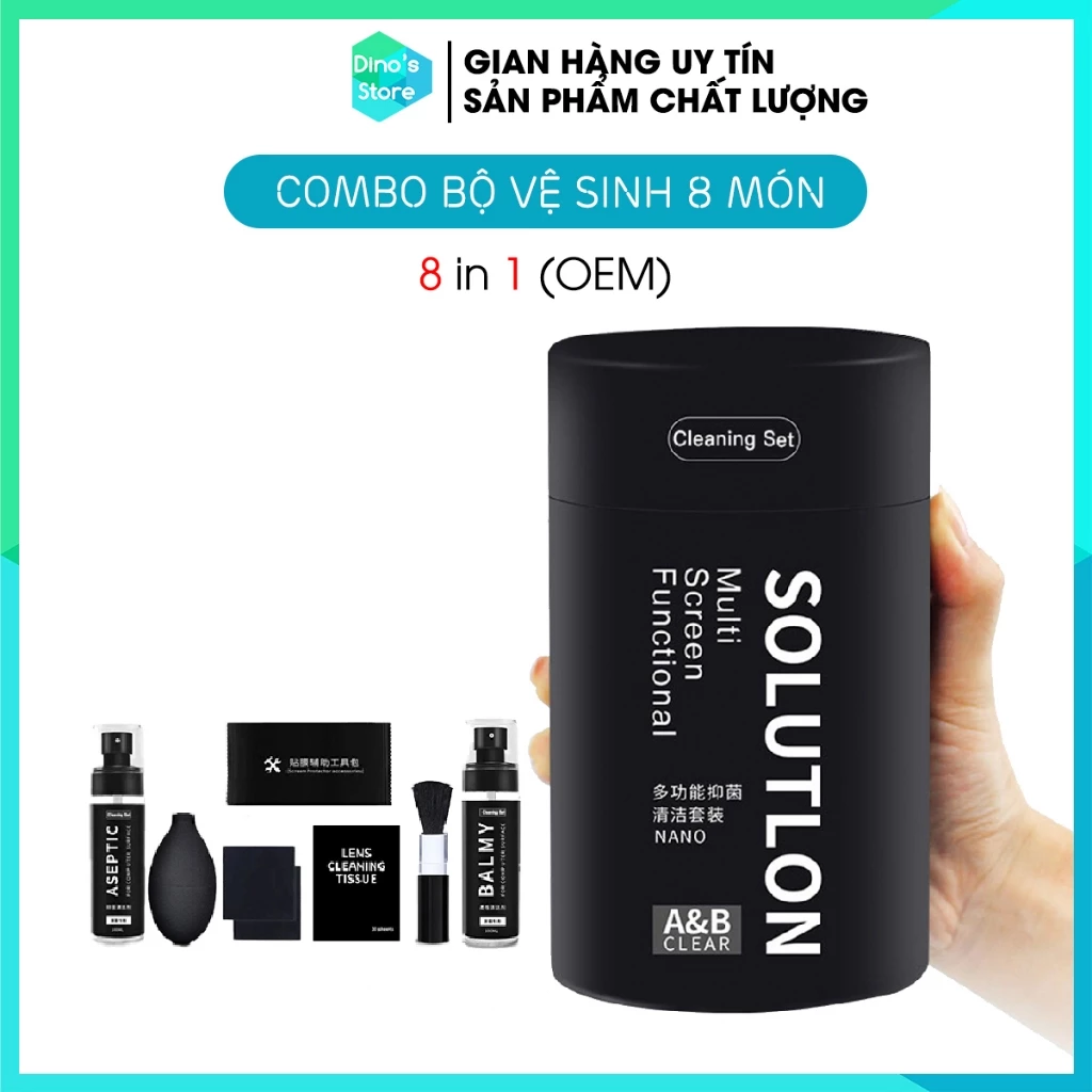 Bộ vệ sinh laptop 8 in 1 A & B Clear chuyên dụng Bộ dụng cụ vệ sinh Laptop Điện thoại Máy ảnh Màn hình DinoStore