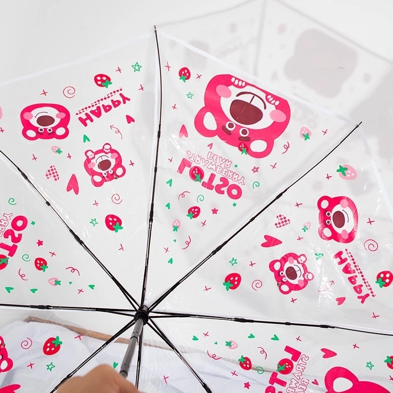 TD565 Ô trong suốt gấp gọn, dù trong suốt cute, ô hello kitty, gấu dâu trong suốt gấp gọn thời trang