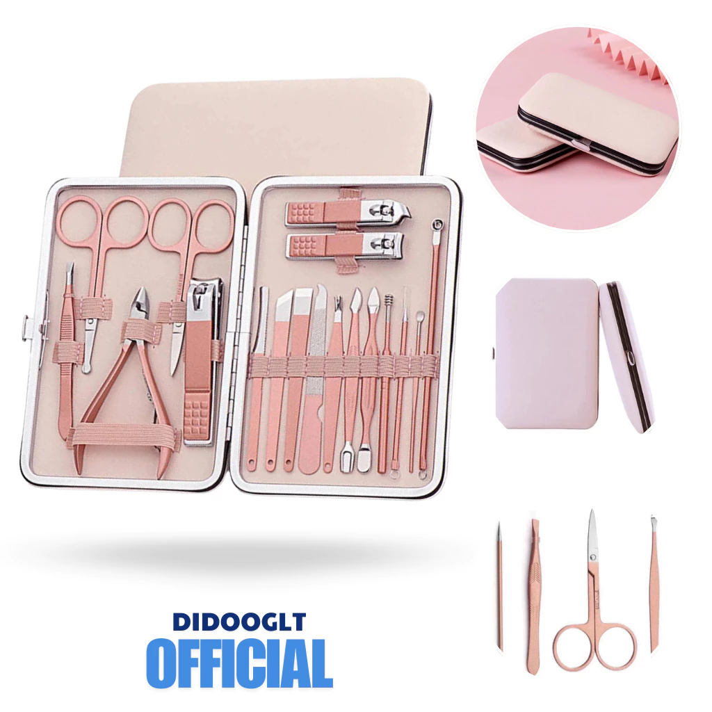 Bộ Dụng Cụ Bấm Móng Tay Cao Cấp 18 Món DIDOOGLT Nhỏ Gọn Thép Không Gỉ Tiện Lợi