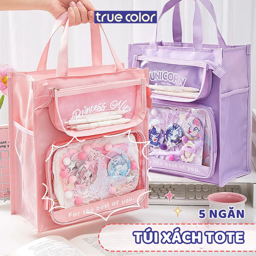 Túi Học Thêm Có Khóa Cho Bé - Túi Tote Vải Canvas Chống Nước, Túi Xách Đeo Vai Kiểu Retro, Đa Dụng, Dễ Thương, Bền Đẹp