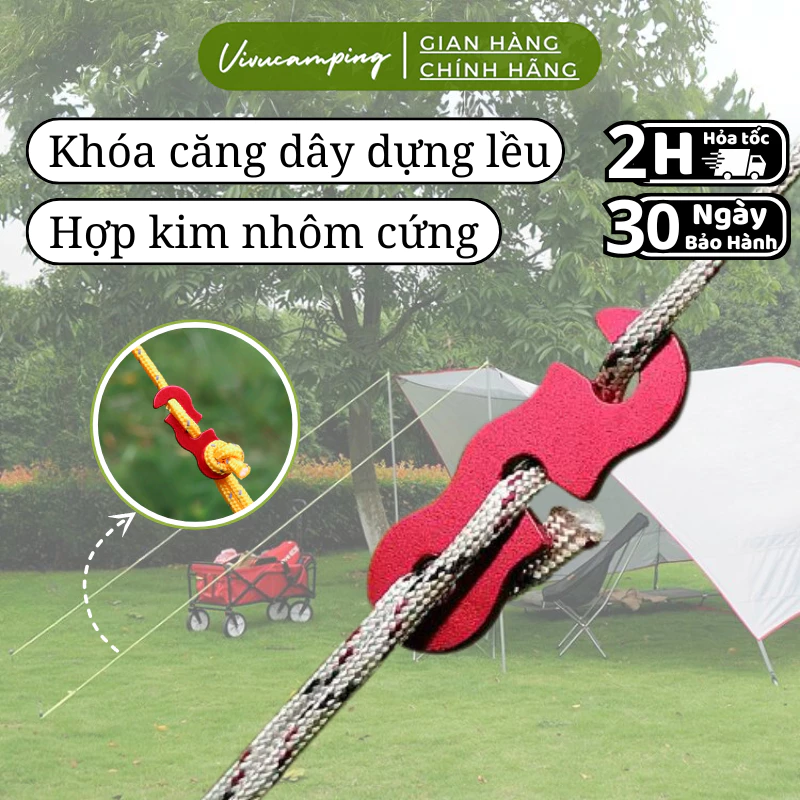 Khóa Căng Dây Dựng Lều Camping 2 Rãnh Bằng Hợp Kim Nhôm Chất Lượng, Khóa Hỗ Trợ Căng Lều Chắc Chắn