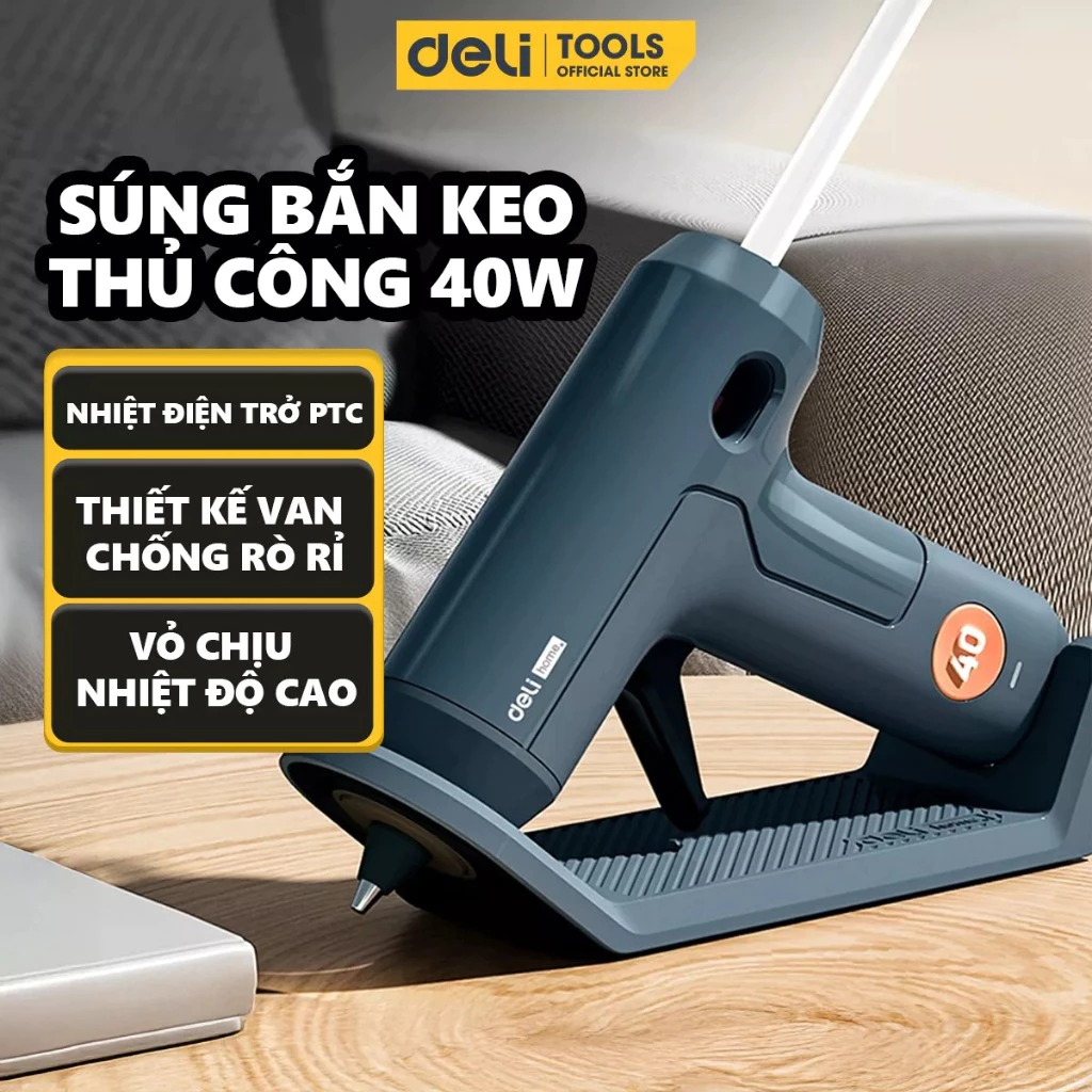 Súng Bắn Keo Deli Chính Hãng Công Suất Lớn 40W  Súng Bắn Keo Có Kệ Đỡ Hiện Đại Phiên Bản Mới