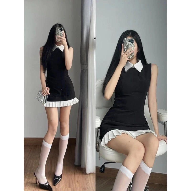 Set váy nữ , Váy polo cổ bể nữ siêu xinh cá tính, lịch sự sang trọng, mặc đi dự tiệc phối váy xếp ly BUN222