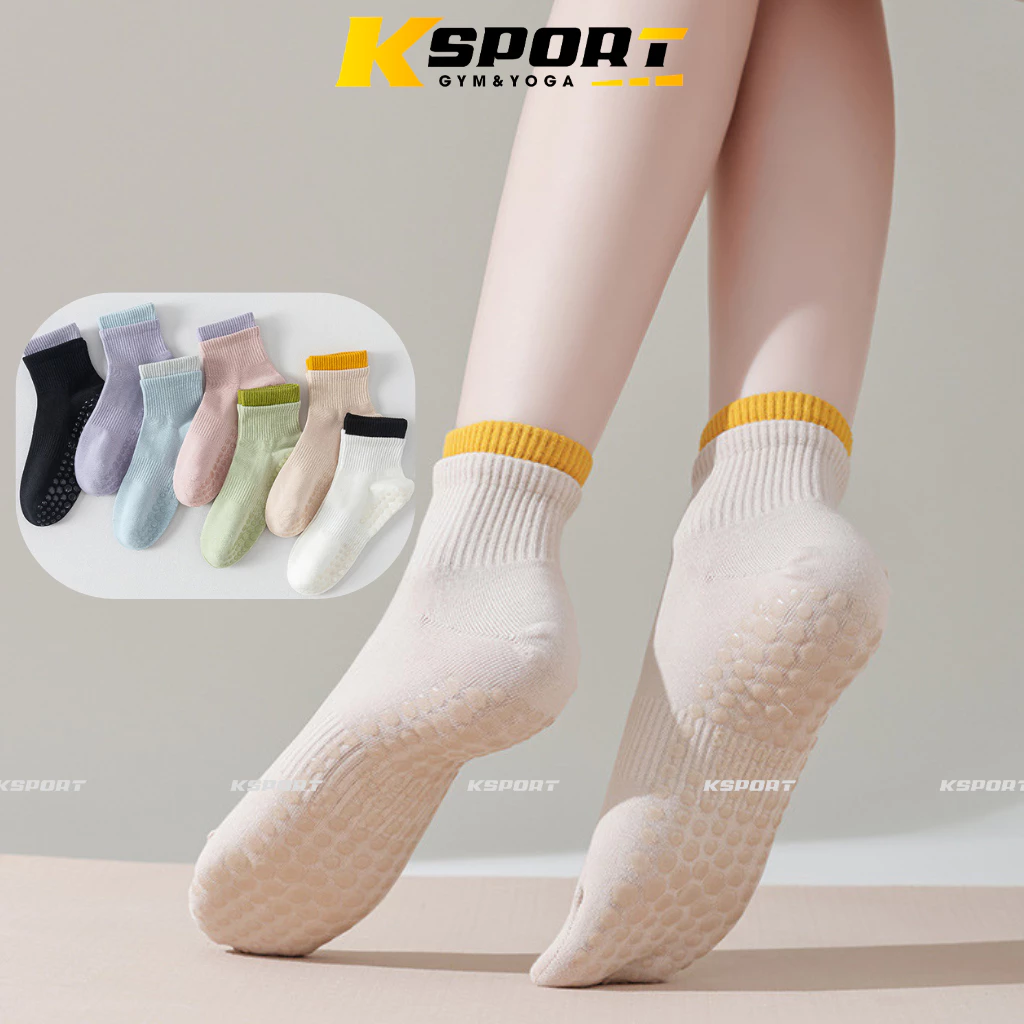 Tất, Vớ Cổ Ngắn Nữ Freeszie 35-40, Tất Len Thoáng Khí Đính Hạt Silicon Chống Trơn Trượt, Tập Yoga Pilates Gym Aerobic