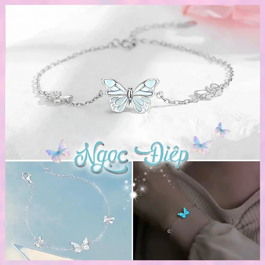 🦋 [MẪU MỚI NHẤT] Vòng Tay Nữ "NGỌC ĐIỆP" 🦋 hấp thụ ánh sáng phản quang cực HOT, Lắc tay nữ xinh xắn HOT TREND🦋