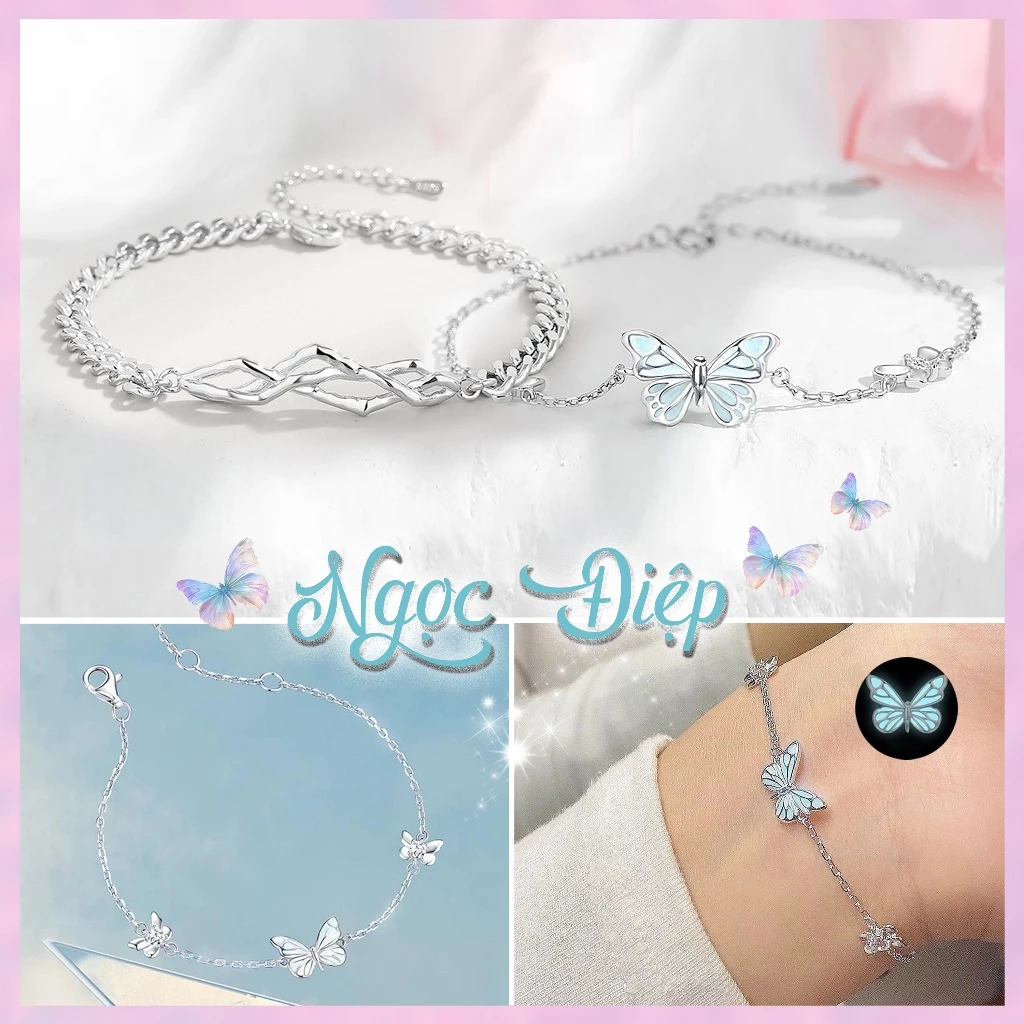 🦋 [MẪU MỚI NHẤT] Vòng Tay Đôi Nam Nữ "NGỌC ĐIỆP" 🦋 hấp thụ ánh sáng phản quang cực HOT, Vòng cặp đôi xinh xắn HOT TREND🦋