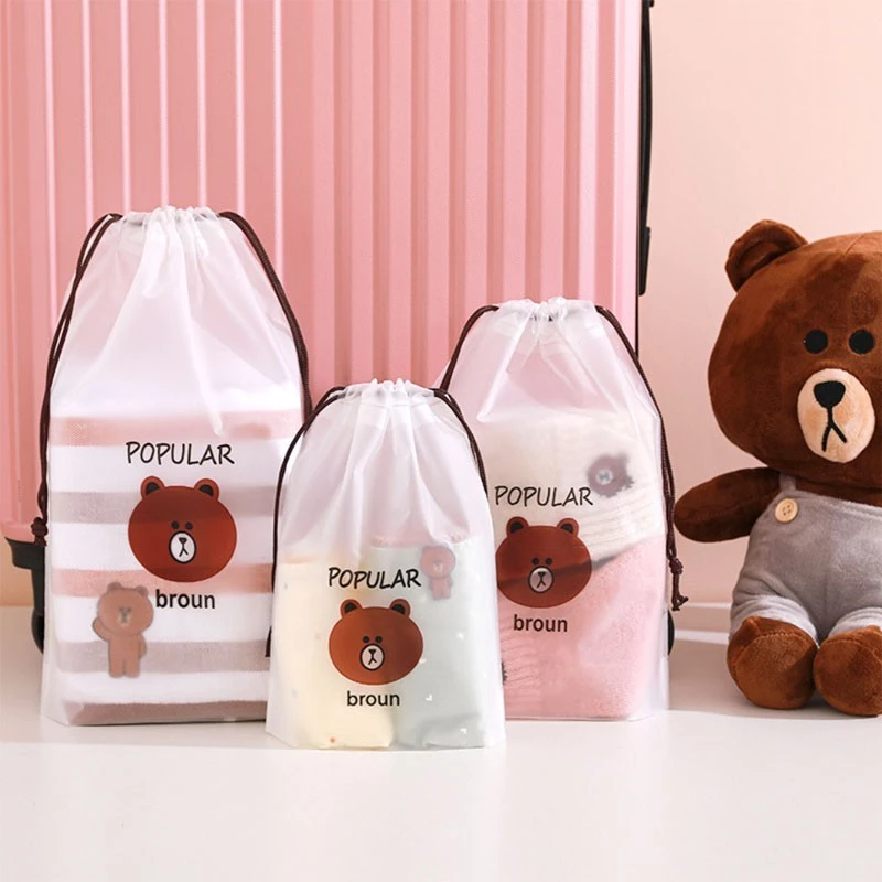 Túi Dây Rút Trong Suốt Đựng Giày Quần Áo Đa Năng Kết Hợp Đi Du Lịch Sz Lớn 27x37Cm