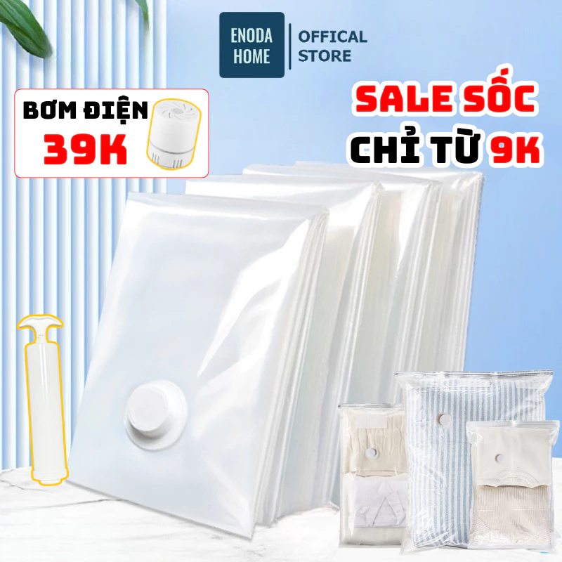 [Tặng Bơm Tay] Túi Hút Chân Không ENODA HOME Dày Dặn 6 Kích Thước, Túi Đựng Quần Áo Trong Suốt, Lâu Bền, Kín Hơi L02