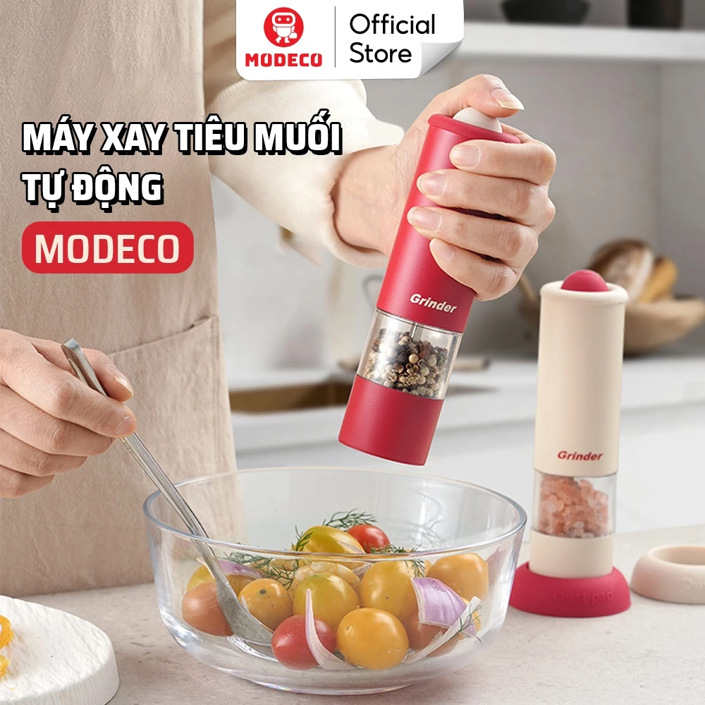 Máy Xay Tiêu Cầm Tay Tự Động Modeco - Lõi Nghiền Gốm Cao Cấp Có Thể Điều Chỉnh Xay Thô Hoặc Xay Mịn, Pin Sạc