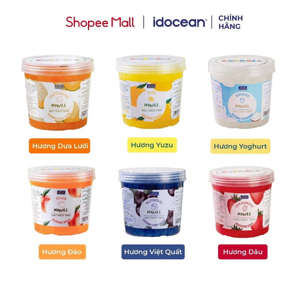 Hạt thủy tinh Hùng Chương hương trái cây 500 G - Hạt poppall, hạt nổ,... topping cho trà sữa, trà trái cây, ăn vặt,...