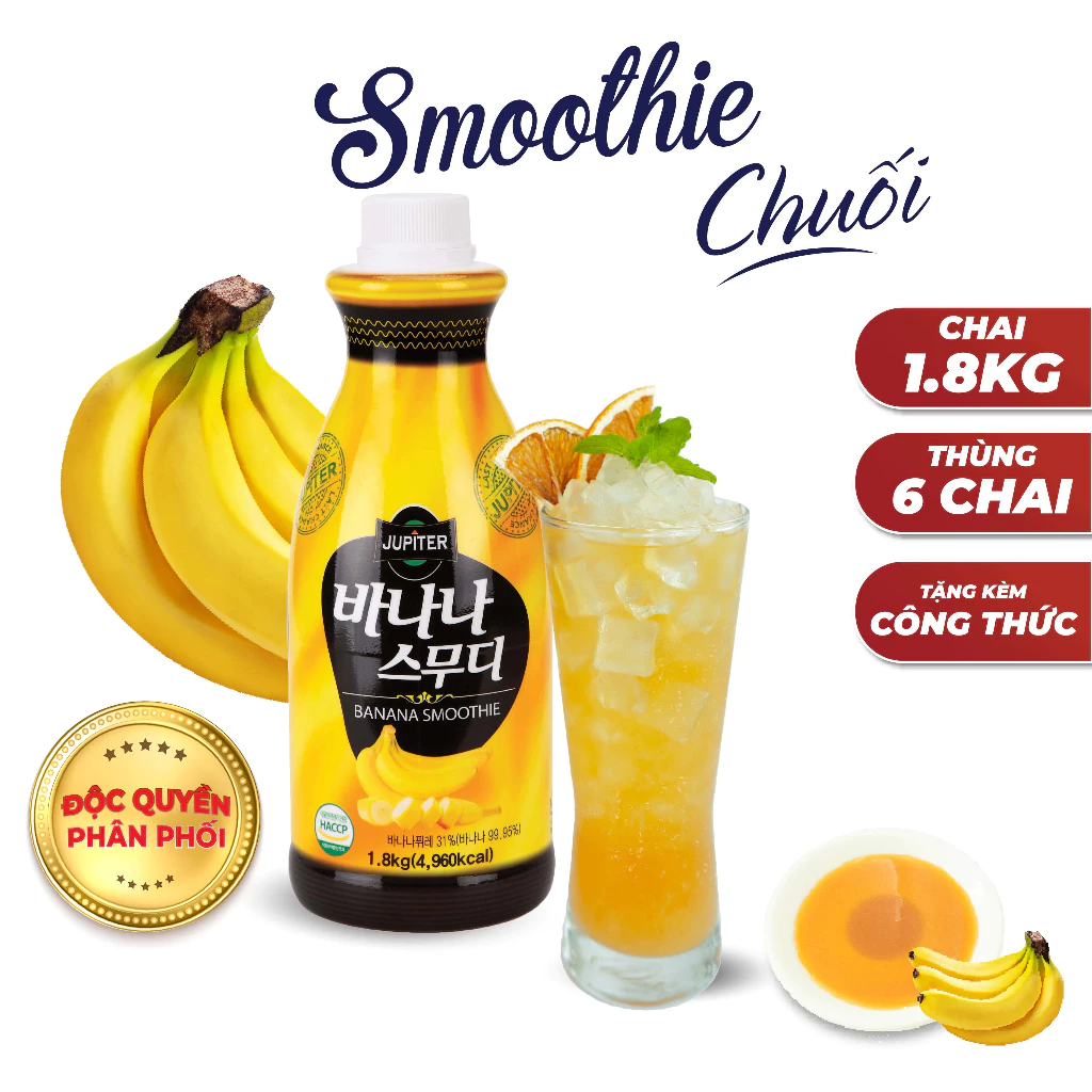Sốt Chuối Nghiền Nguyễn Jupiter - Chai 1,8Kg - Nhập Khẩu Hàn Quốc -  Chuyên Dùng Cho Pha Chế