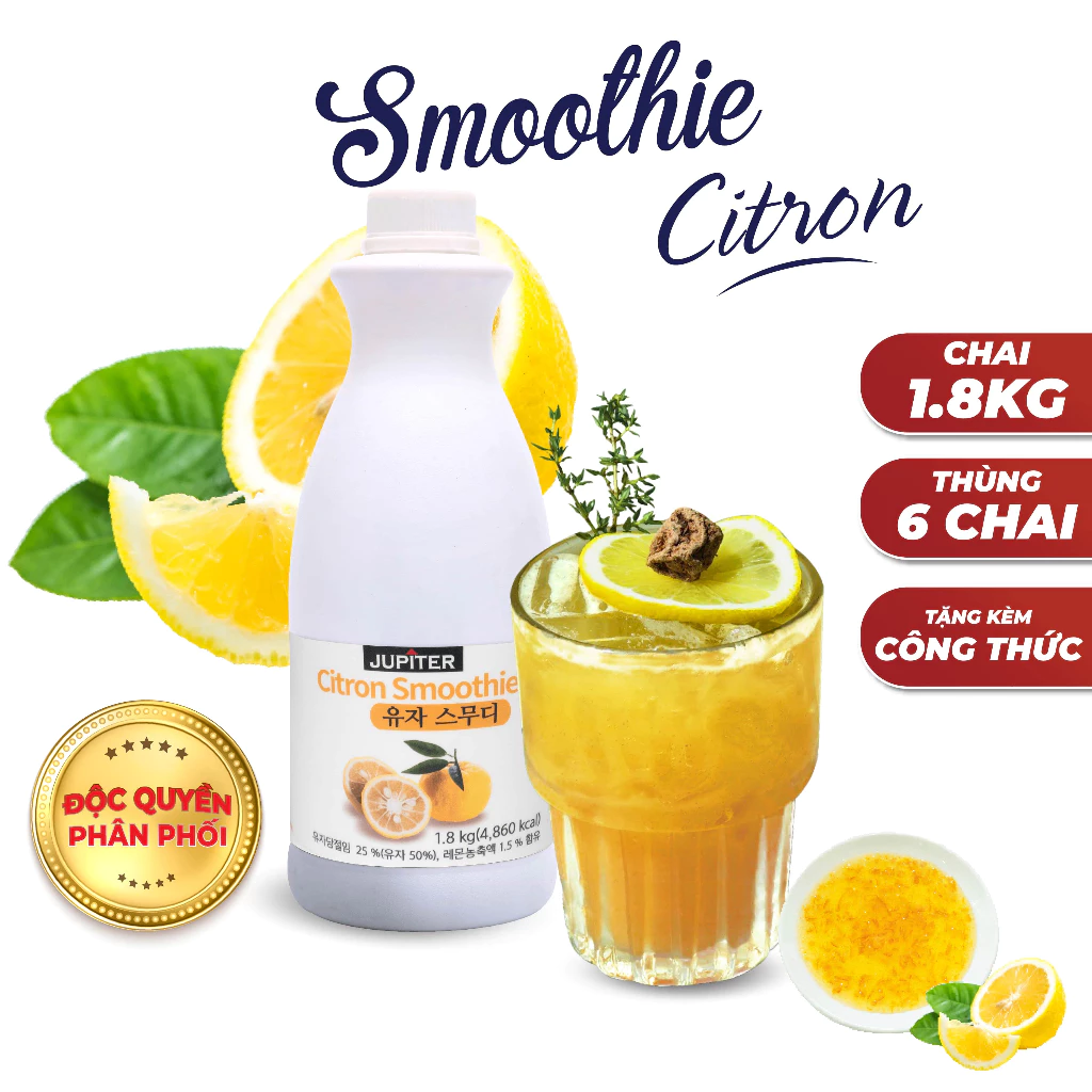 Sốt Thanh Yên (Yuzu) Nghiền Nhuyễn Jupiter - Chai 1,8kg - Pha Trà trái cây, Đá xay, Trà sữa,...