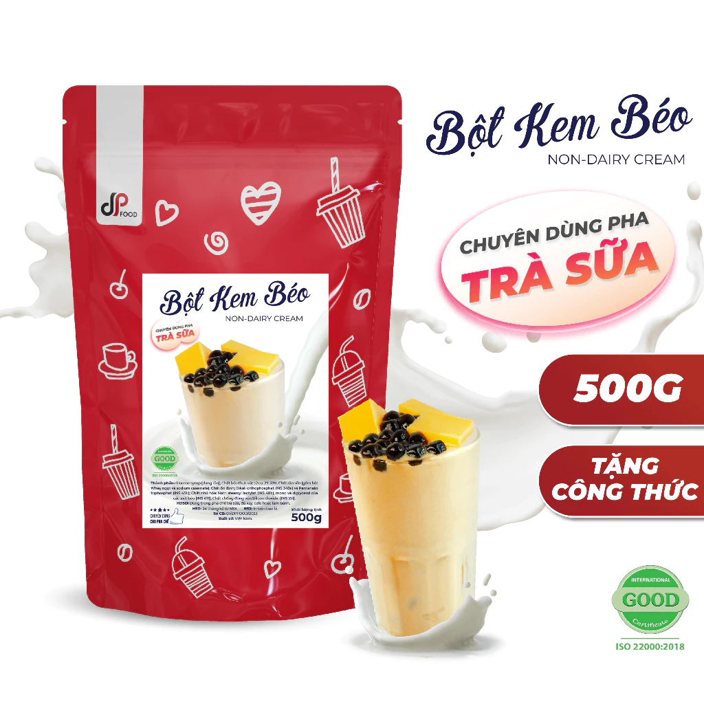 Bột Kem Béo Thực Vật DPFOOD - Gói 500G - Chuyên Dùng Pha Trà Sữa, Đá Xay, Cà Phê, Làm Kem, Làm Bánh…