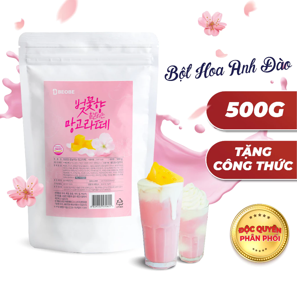 Bột Latte Hoa Anh Đào và Xoài BEOBE Hàn Quốc - Gói 500g  - Làm Trà Sữa, Đá Xay, Sữa Tươi, Cà Phê,...