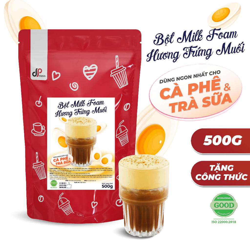 Bột Milk Foam Trứng Muối DP FOOD 500G - Thơm Béo Đậm Đà - Làm Topping Rót Lên Trên Cà Phê, Trà Sữa