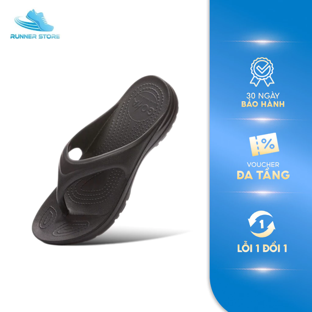 Dép thể thao nam nữ chạy bộ Goya Flip GF23 màu Đen, thiết kế đế gai chống trượt, đi chơi, đi biển
