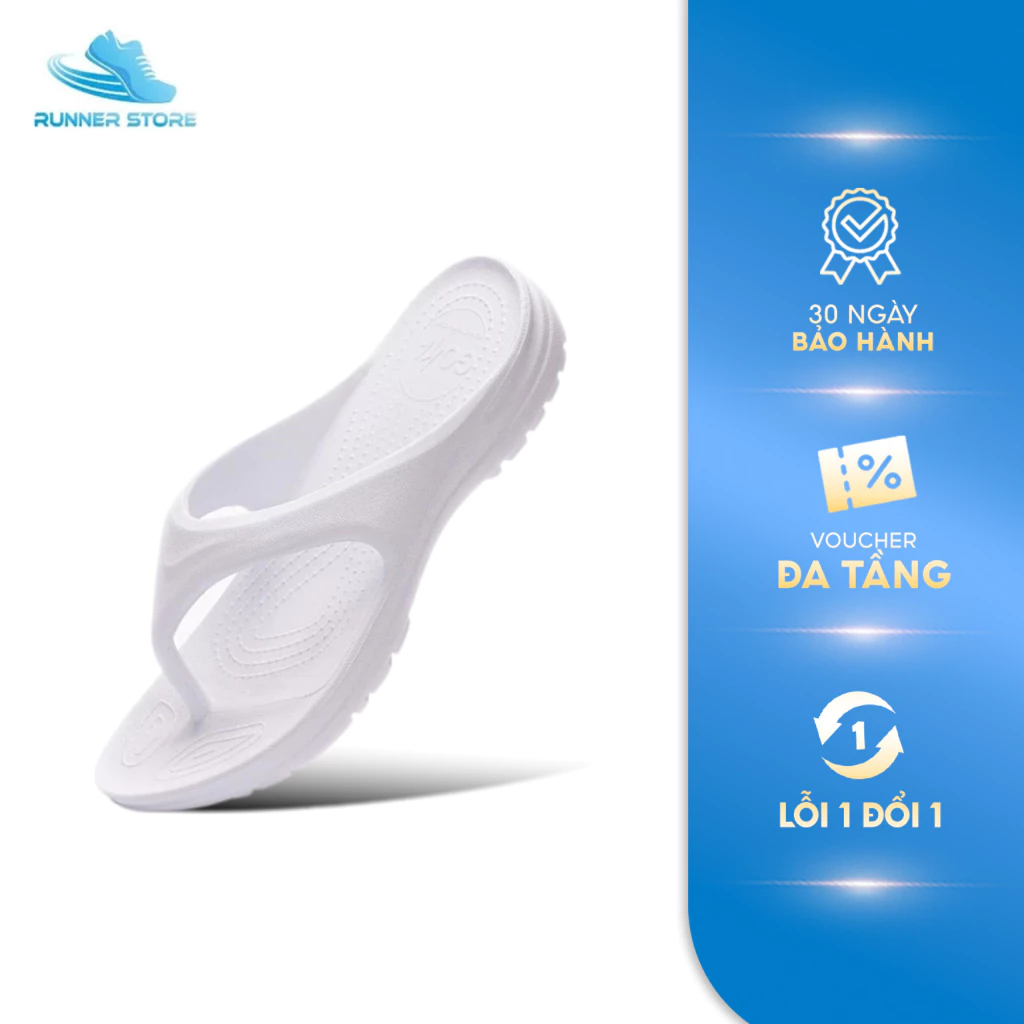 Dép thể thao nam nữ chạy bộ Goya Flip GF23 màu Trắng, cao su EVA matxa chân, mang đi chơi, đi biển