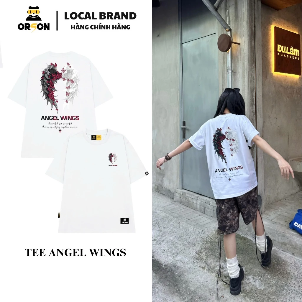 Áo thun Local Brand Orson Studio - Tee ANGEL WINGS Áo Form Rộng Tay Lỡ Dành Cho Nam Nữ, Thoáng Mát, Co Dãn