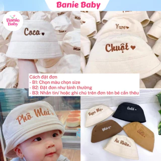 Mũ Bucket thêu tên bé theo yêu cầu phong cách Hàn Quốc - Nón vải dễ thương cho bé 1 - 6 tuổi đi chơi đi học BANIE BABY