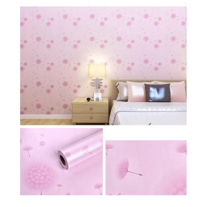 10mét giấy dán tường hoa bồ công anh hồng khổ rộng 45cm có keo dán sẵn