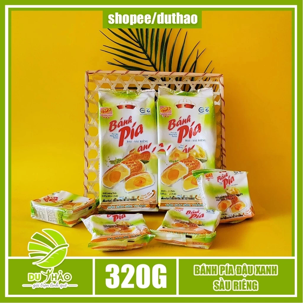 Bánh pía đậu xanh sầu riêng Tân Huê Viên 320g, đặc sản bánh pía Sóc Trăng
