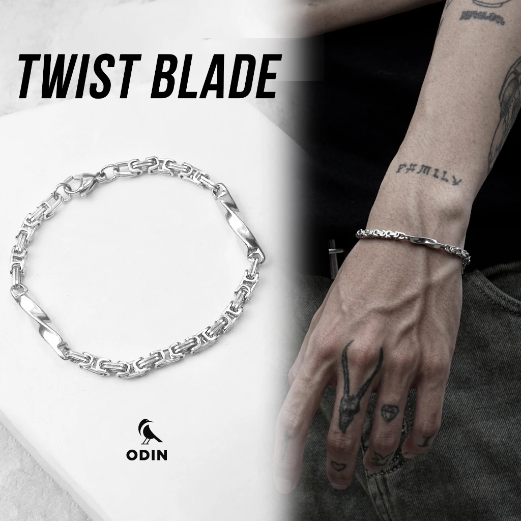 Vòng tay ODIN Chain Twist-Blade - thép Titanium 316 KHÔNG GỈ - Bảo hành trọn đời