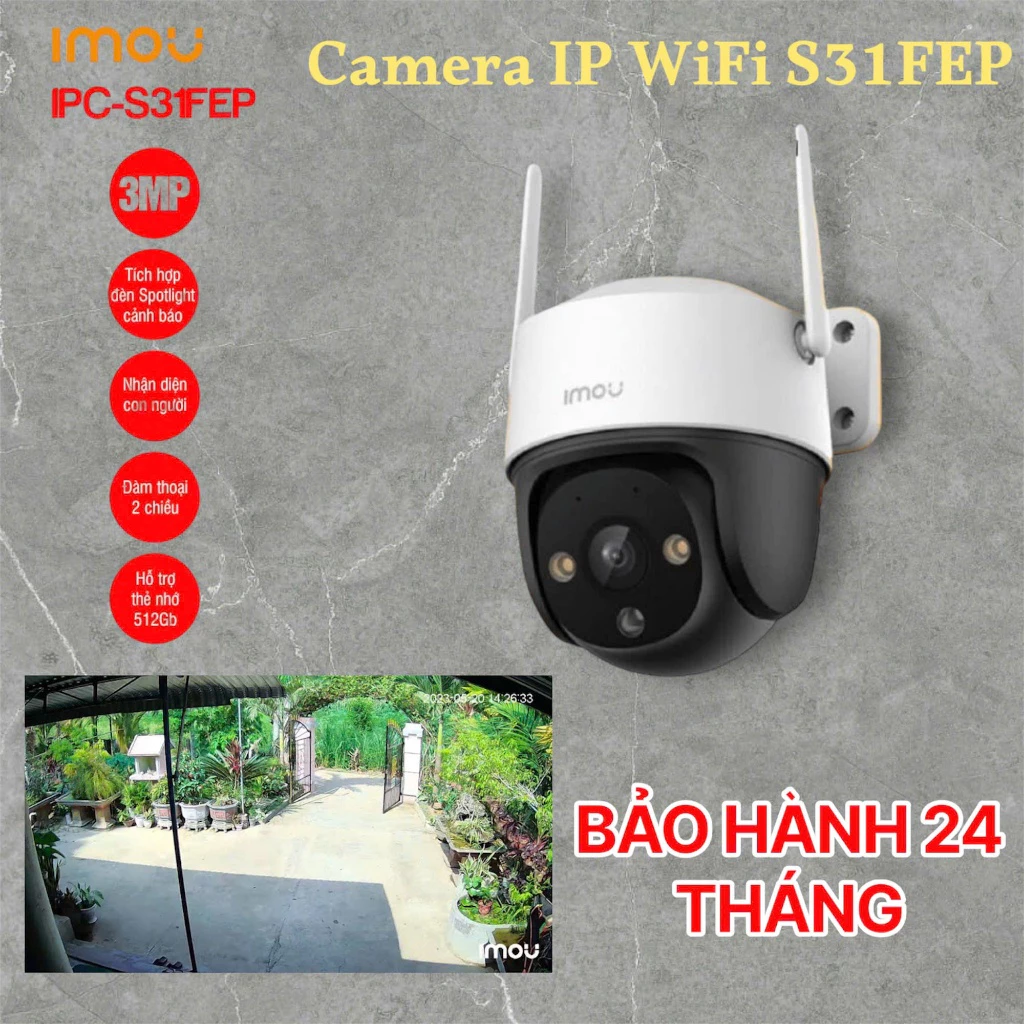 (QUÀ TẶNG đơn cam+thẻ)Camera Wifi Imou Ngoài Trời S31FEP 3MP/S51FEP 5MP Xoay 355,Báo Động Còi Hú