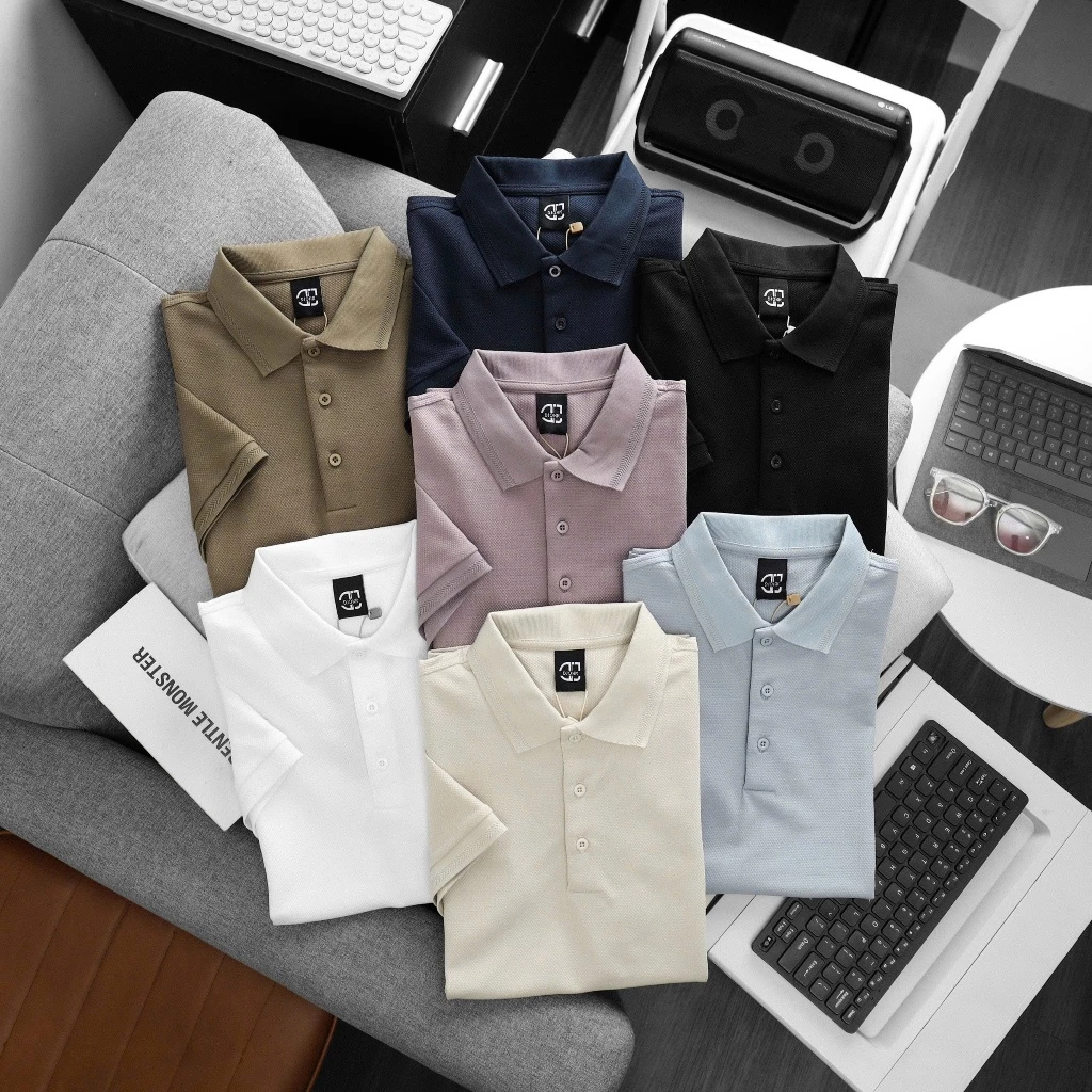 Áo thun polo nam DJOHN form slim fit , chất cotton không nhăn mắt lục giác , bigsize 100kg