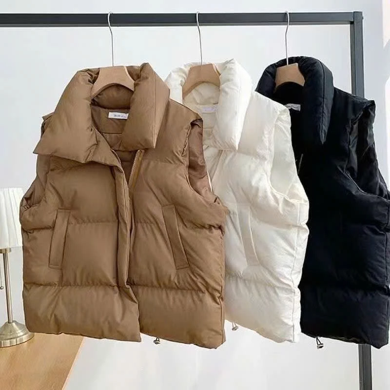 MEIQUIYI Áo phao ghi lê Unisex phom dài ba màu cơ bản trắng/đen/nâu giữ nhiệt tốt