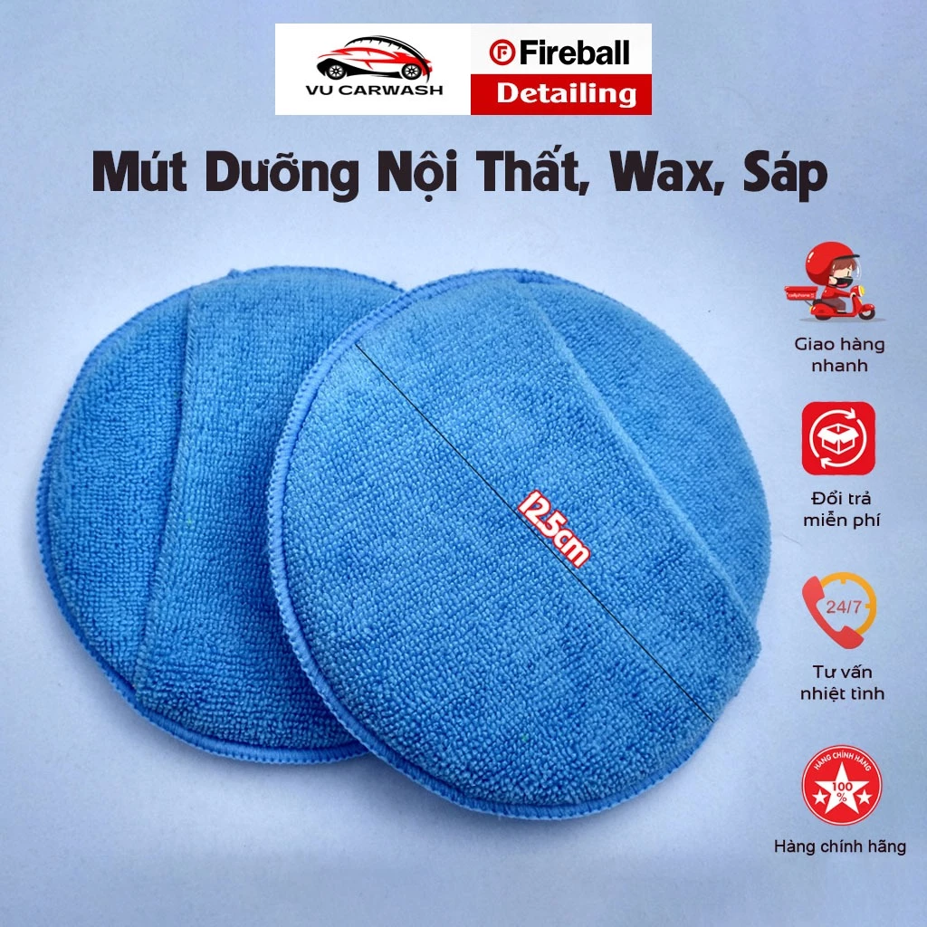 Mút Microfiber Dùng Thoa Hóa Chất or Đánh Bóng Có Quai Đeo Màu Xanh(đường kính 12.5cm)