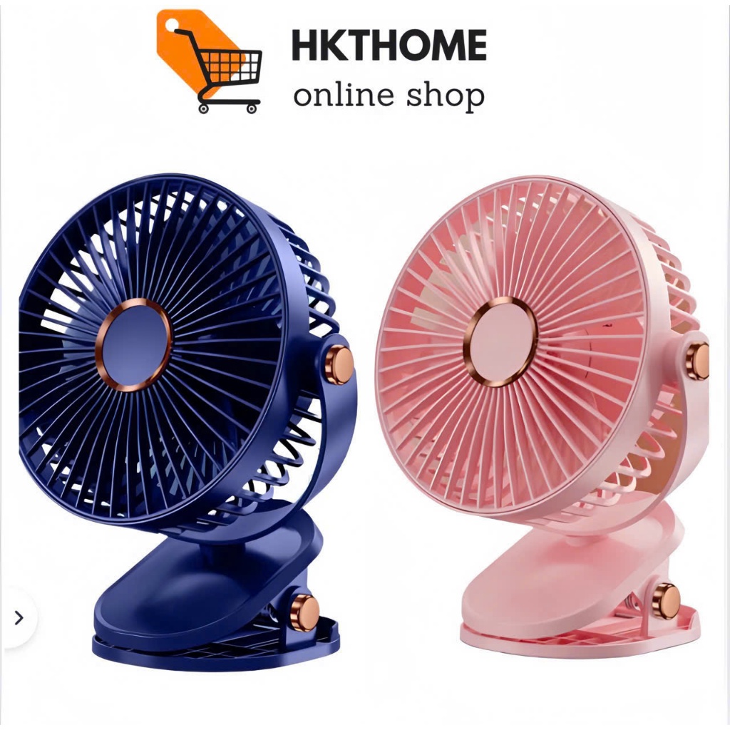 Quạt kẹp bàn tích điện 5 mức độ HKTHOME có đèn led pin 5000 MHA Và 10000 MHA