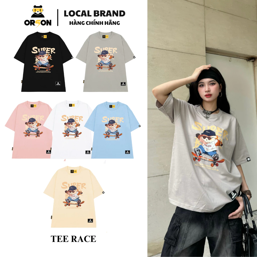 Áo thun Local Brand Orson Studio - Tee RACE Áo Form Rộng Tay Lỡ Nam Nữ, Thoáng Mát, Co Dãn