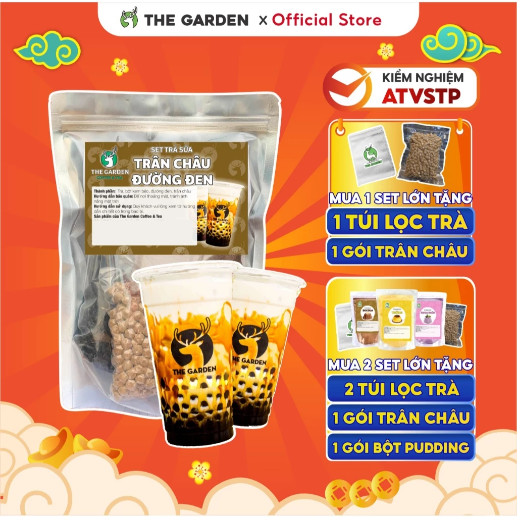 Set Trà Sữa Tự Pha Trân Châu Đường Đen, Nguyên Liệu Làm Trà Sữa 25-30 Ly THE GARDEN