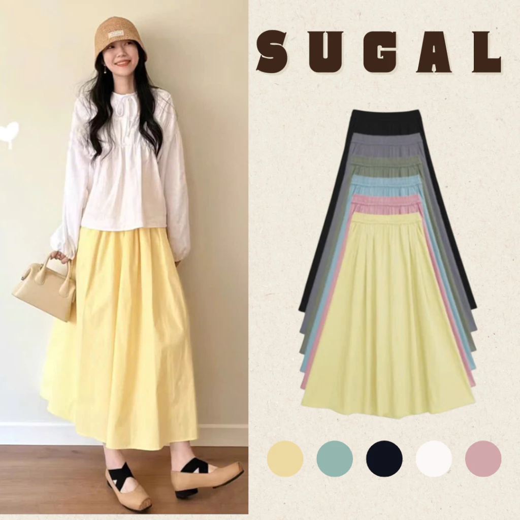 [HÀNG LOẠI 1] Chân Váy Nữ Dáng Dài Chất Thô Lụa Cạp Chun Hai Lớp Có Túi Dài 84cm Thời Trang Sugal CV NU 073