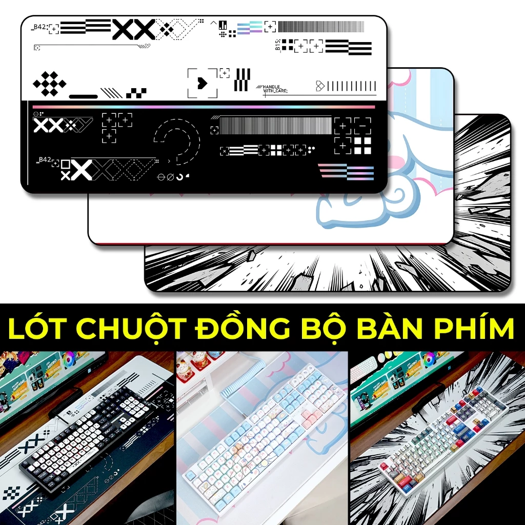 LÓT CHUỘT ĐỒNG BỘ BÀN PHÍM, KEYCAPS, KÊ TAY CỠ LỚN 800x300 / 900x400