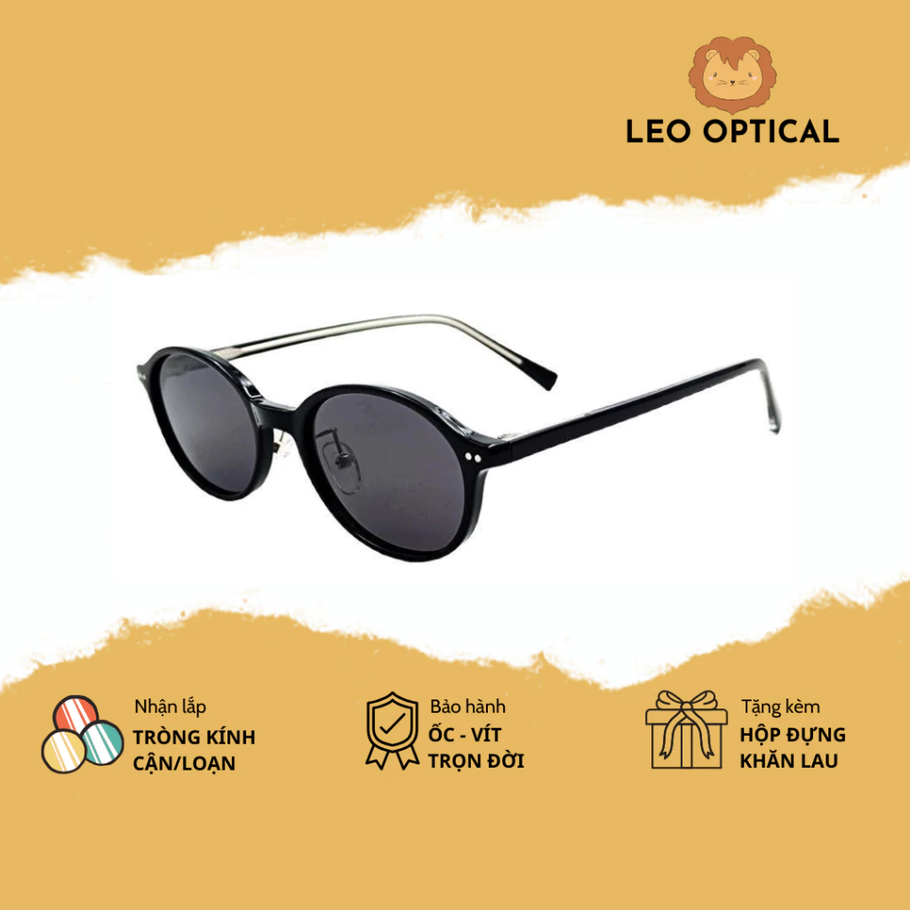 Kính râm mắt oval dẹt có ve nâng chống uv ánh sáng xanh LEO OPTICAL P6110