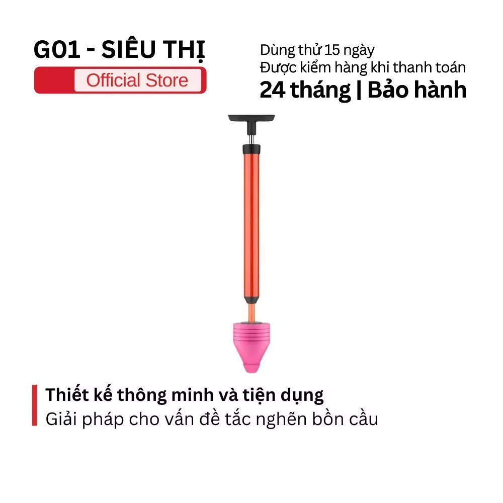 Cây Bơm Thụt Thông Tắc Bồn Cầu Thông Minh G01 Với Tính Năng Điều Chỉnh Áp Lực Làm Sạch Sâu