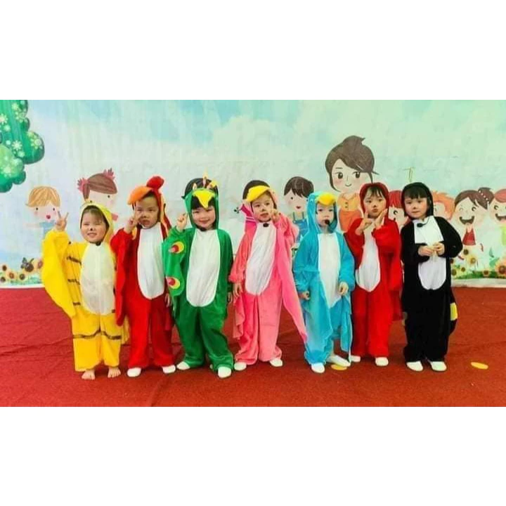 [HÀNG SẴN] Trang phục hoá trang liền thân con vật thú hở mặt cho bé trẻ con may sẵn hàng loại 1 cao cấp