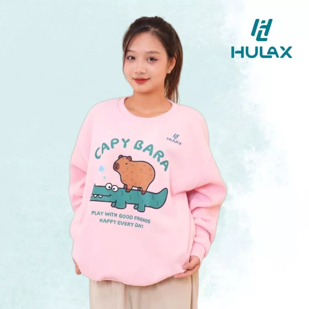 [Xả kho] Áo Sweater Nỉ Bông Capybara Oversize Unisex 𝙃𝙐𝙇𝘼𝙓