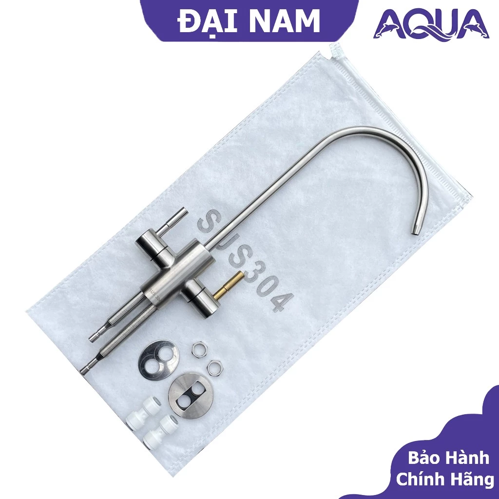 Vòi inox đôi máy lọc nước, vòi máy nóng lạnh RO - Nano - UF - Ion Kiềm
