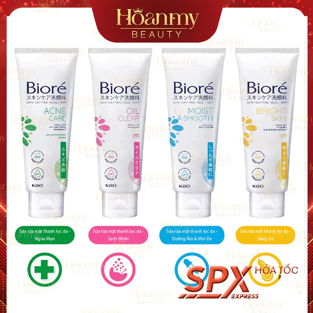 Sữa Rửa Mặt Biore Sáng da - Dưỡng Ẩm - Sạch Nhờn - Ngừa Mụn 100G