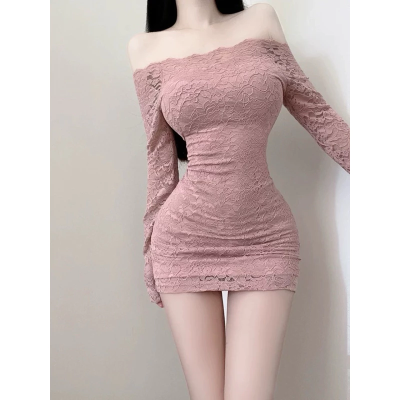Váy ren body hot girl phong cách Âu Mỹ gợi cảm dài tay hở vai