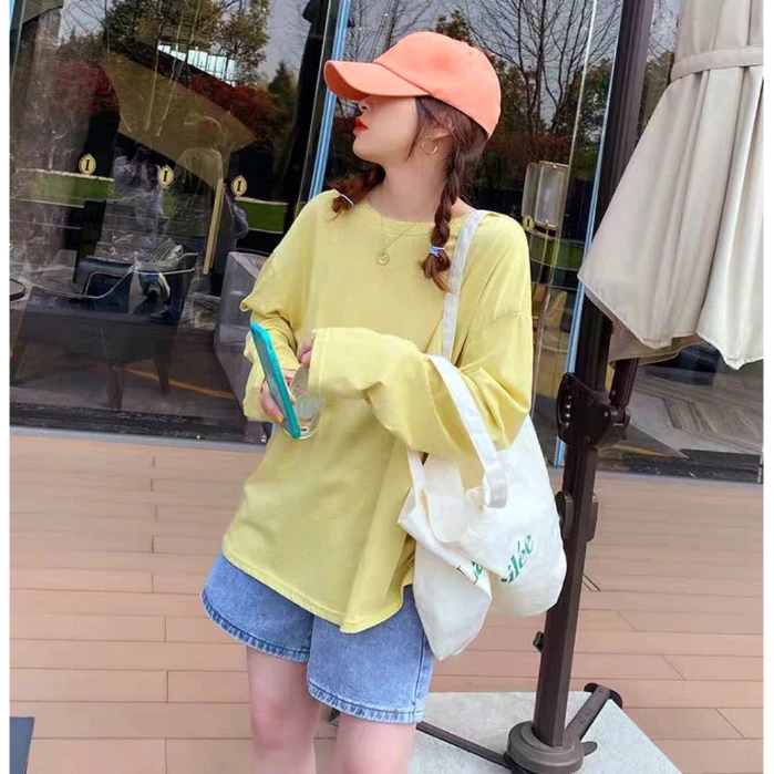 Áo thun nữ tay dài chất xược chống nắng siêu mát mùa hè  ANHSTORE, áo thun giấy tay dài form rộng phong cách Hàn Quốc