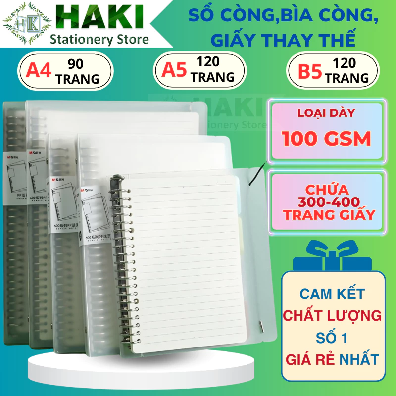 Sổ còng HAKI bìa sổ còng A4 A5 B5 binder còng sắt 4 9 6 20 26 30 còng làm sổ tay, sổ ghi chép, take notes, bujo
